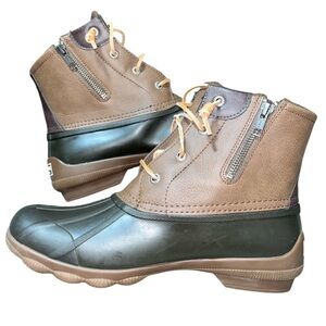 SPERRY SYREN GULF Women’s Duck Mid Boot SZ 7 Black Brown Keen Insert Topsider